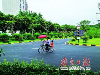 围墙拆除后，机关大院周边建起了绿道，市民畅行自由。胡念飞 摄